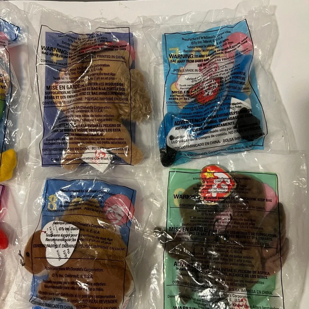 Vintage 1999 McDonalds Ty Teenie Beanie Babies Lot of 11 Sealed Happy Meal Toys